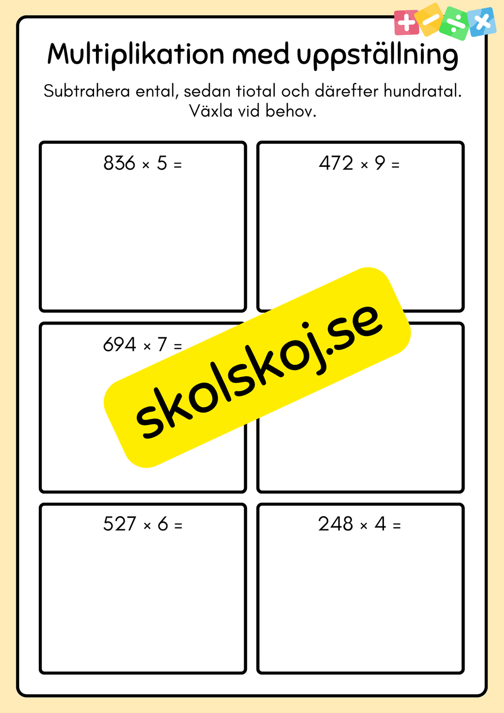 Multiplikation med uppställning - Häfte