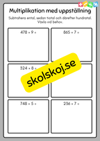 Multiplikation med uppställning - Häfte