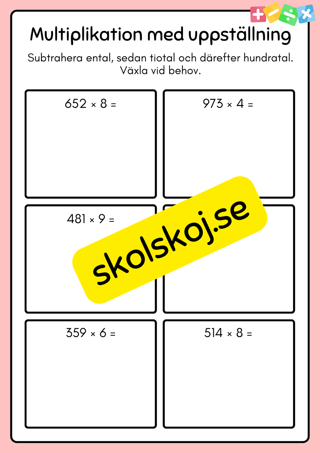 Multiplikation med uppställning - Häfte
