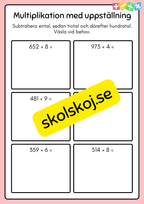 Multiplikation med uppställning - Häfte