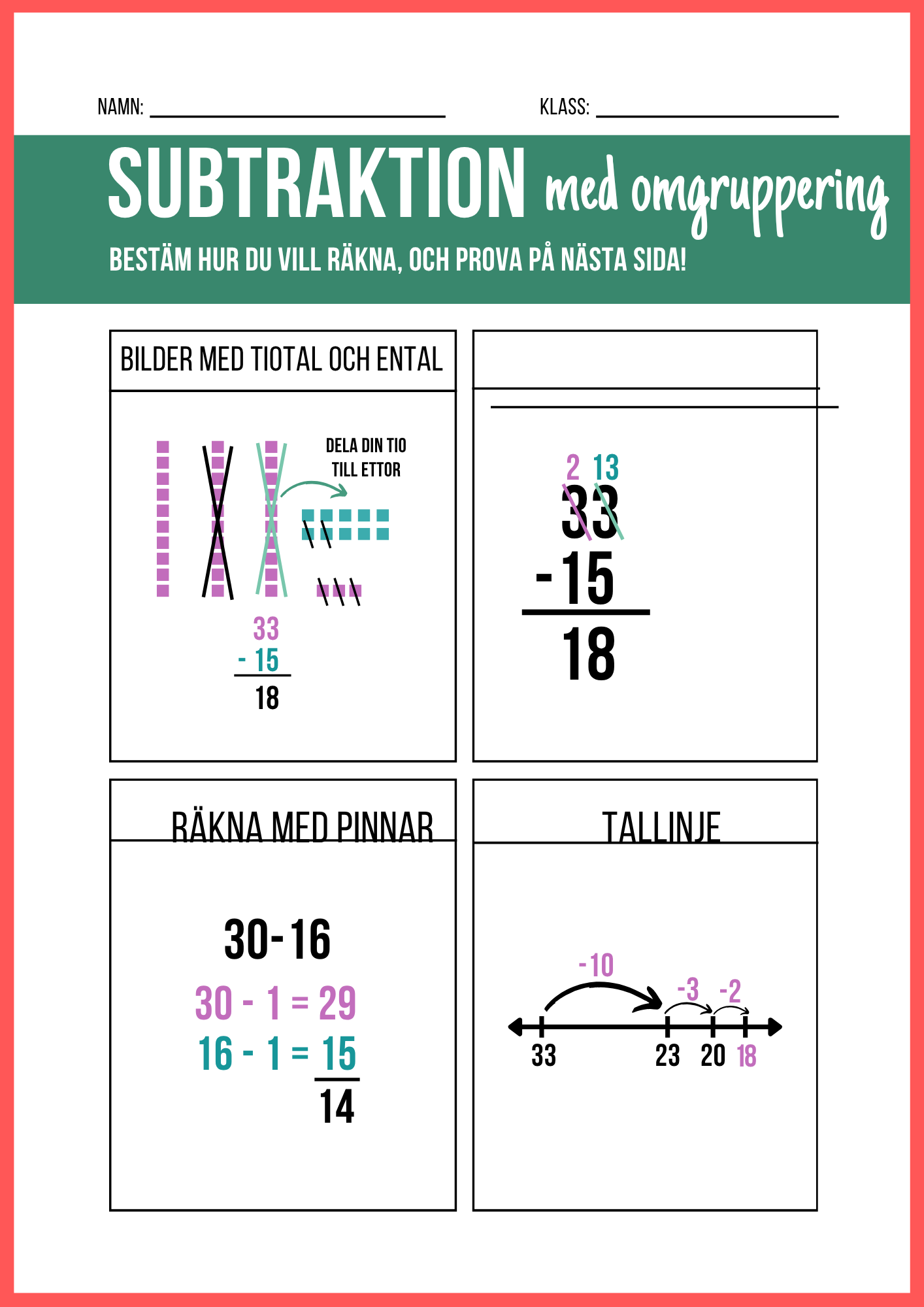 Subtraktion med omgruppering