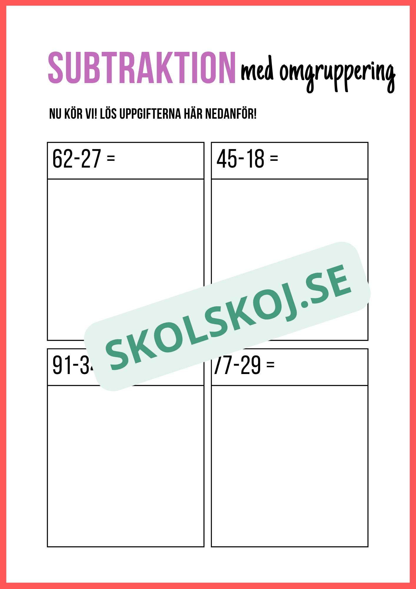 Subtraktion med omgruppering