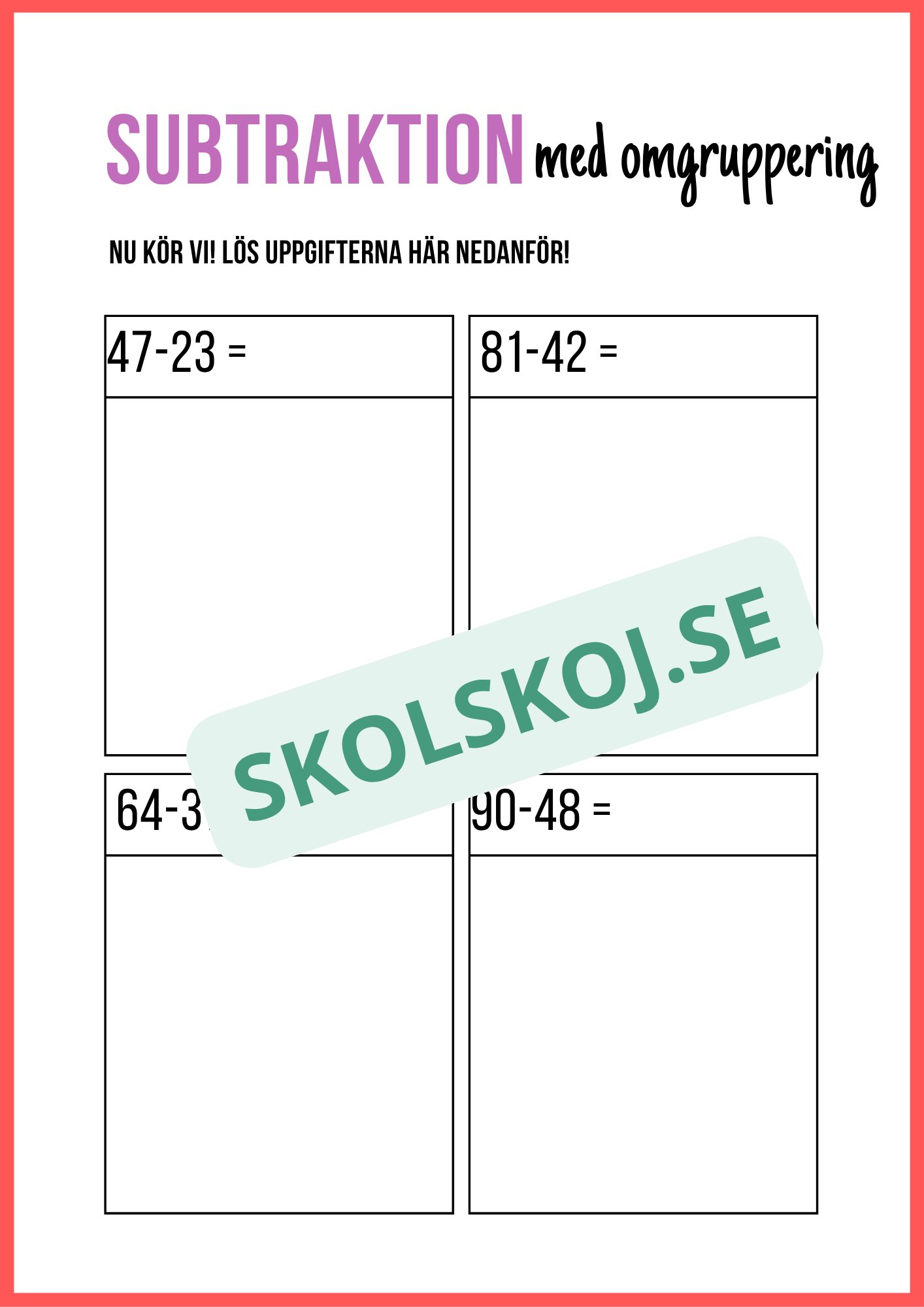 Subtraktion med omgruppering