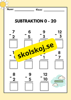 Subtraktion 0 - 20 - Häfte