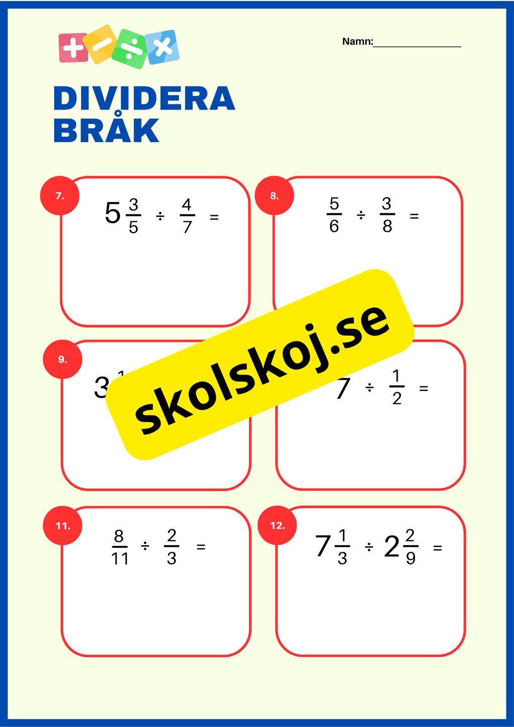 Bråk - Multiplikation och division