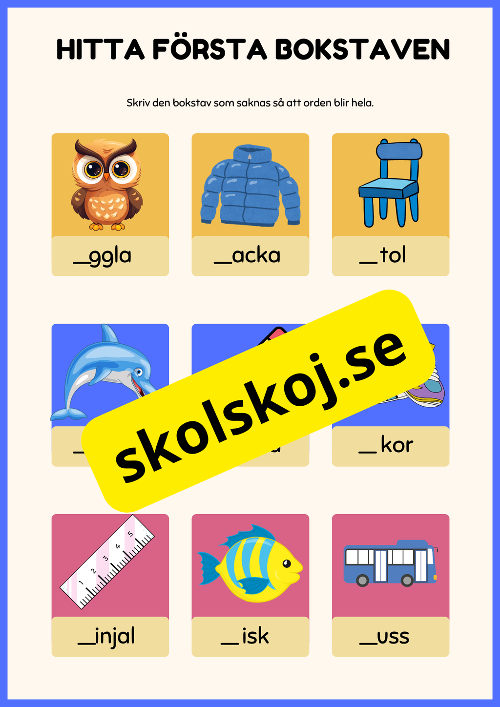 Hitta första bokstaven - Häfte