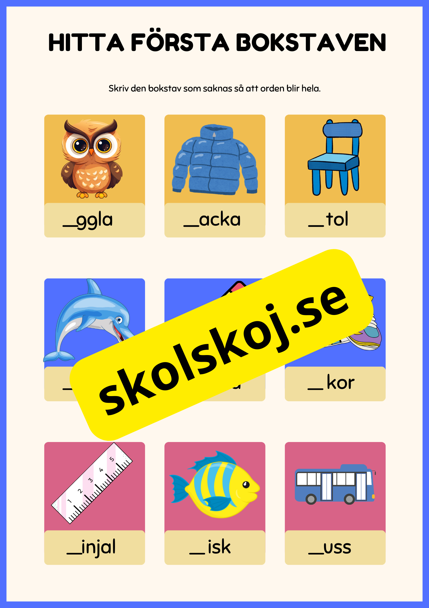 Hitta första bokstaven - Häfte