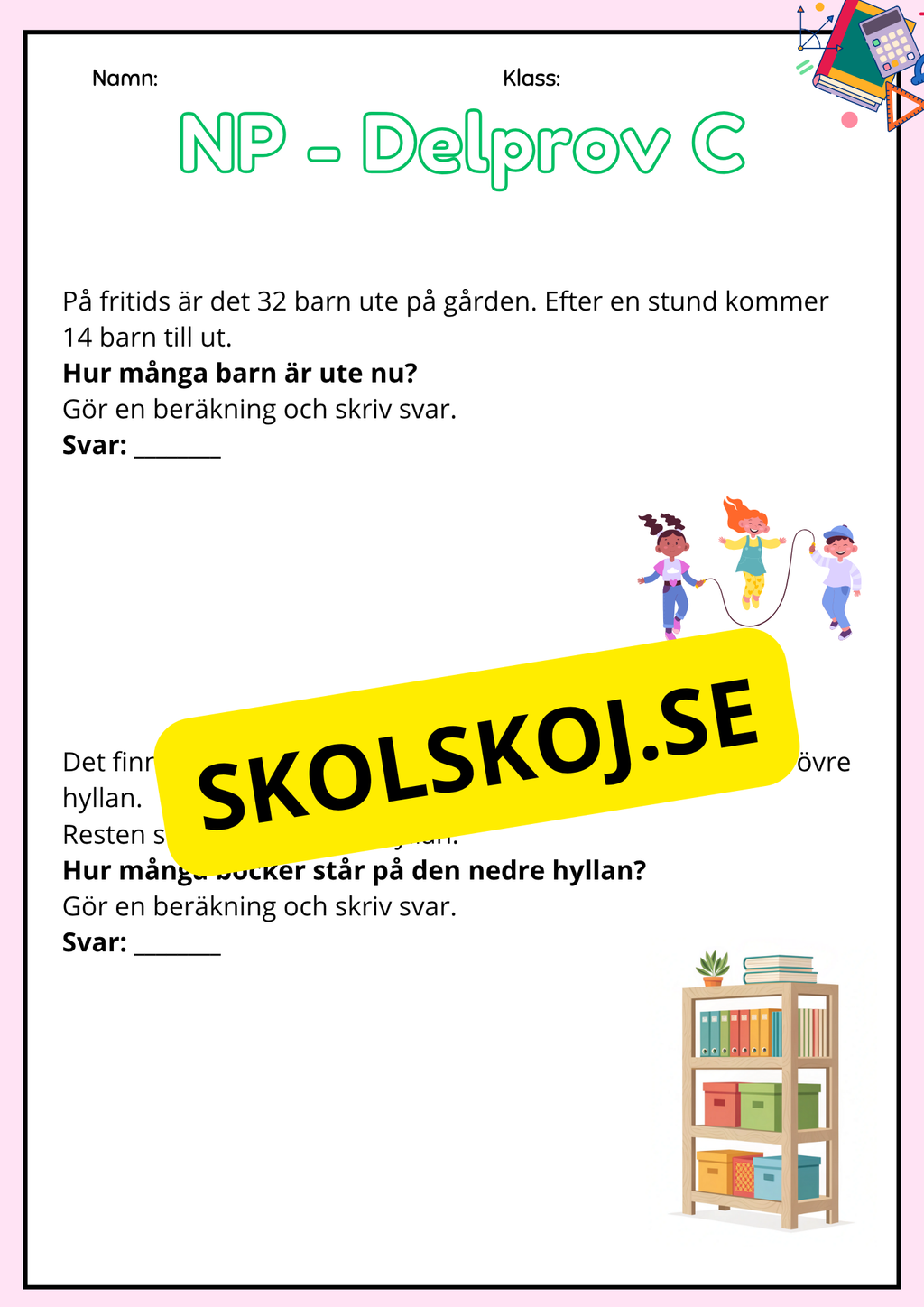 Nationella Prov – Matematik - Träningsmaterial - Årskurs 3 - Del B och C
