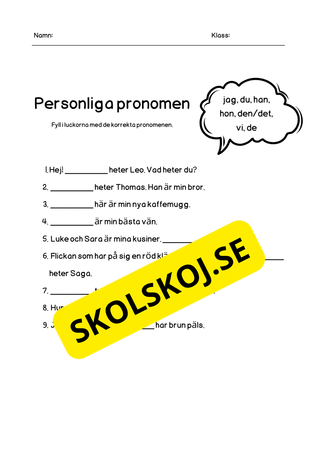 Personliga pronomen - Häfte