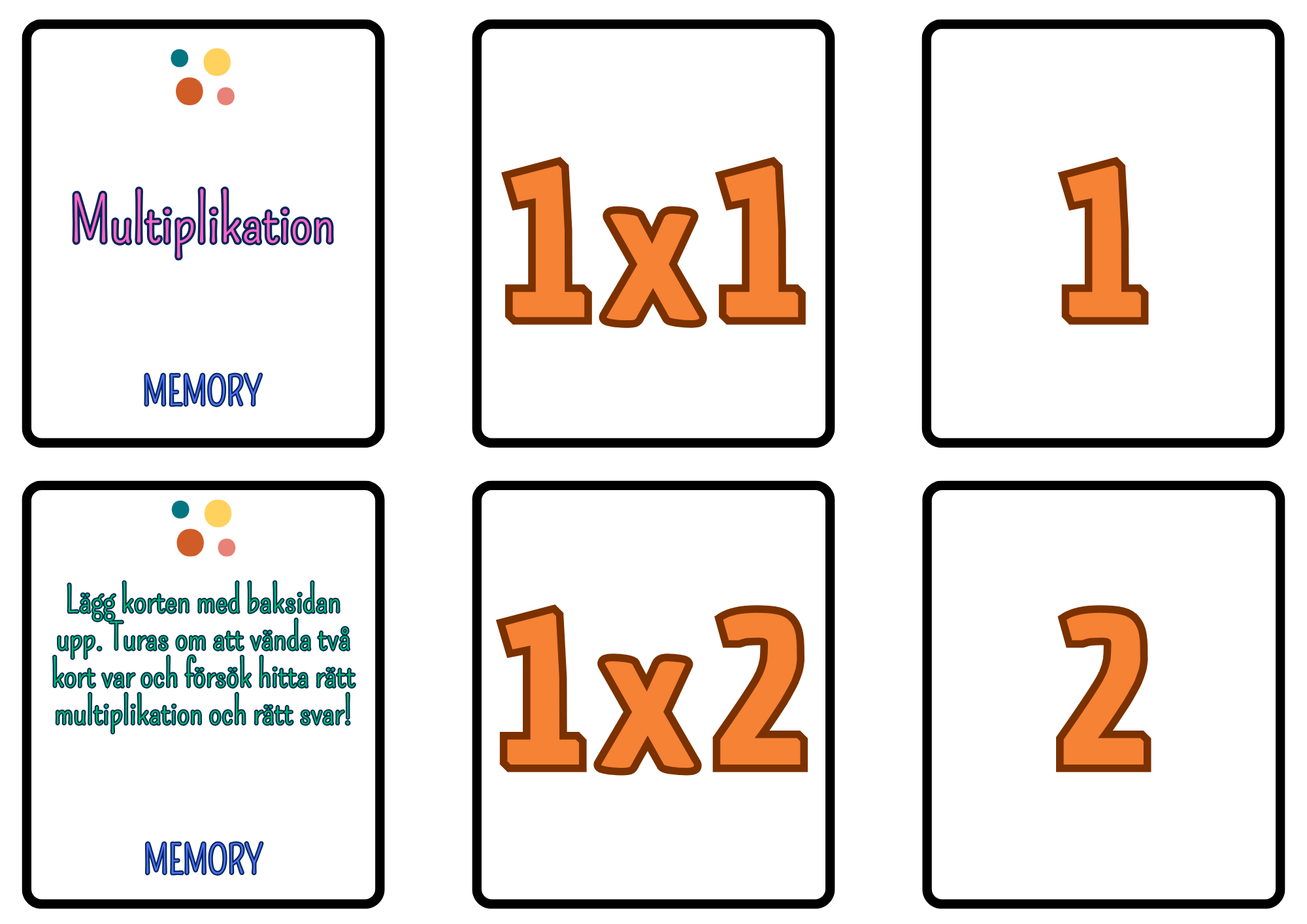 Multiplikation - 1 - 10 - Memory - A5 storlek