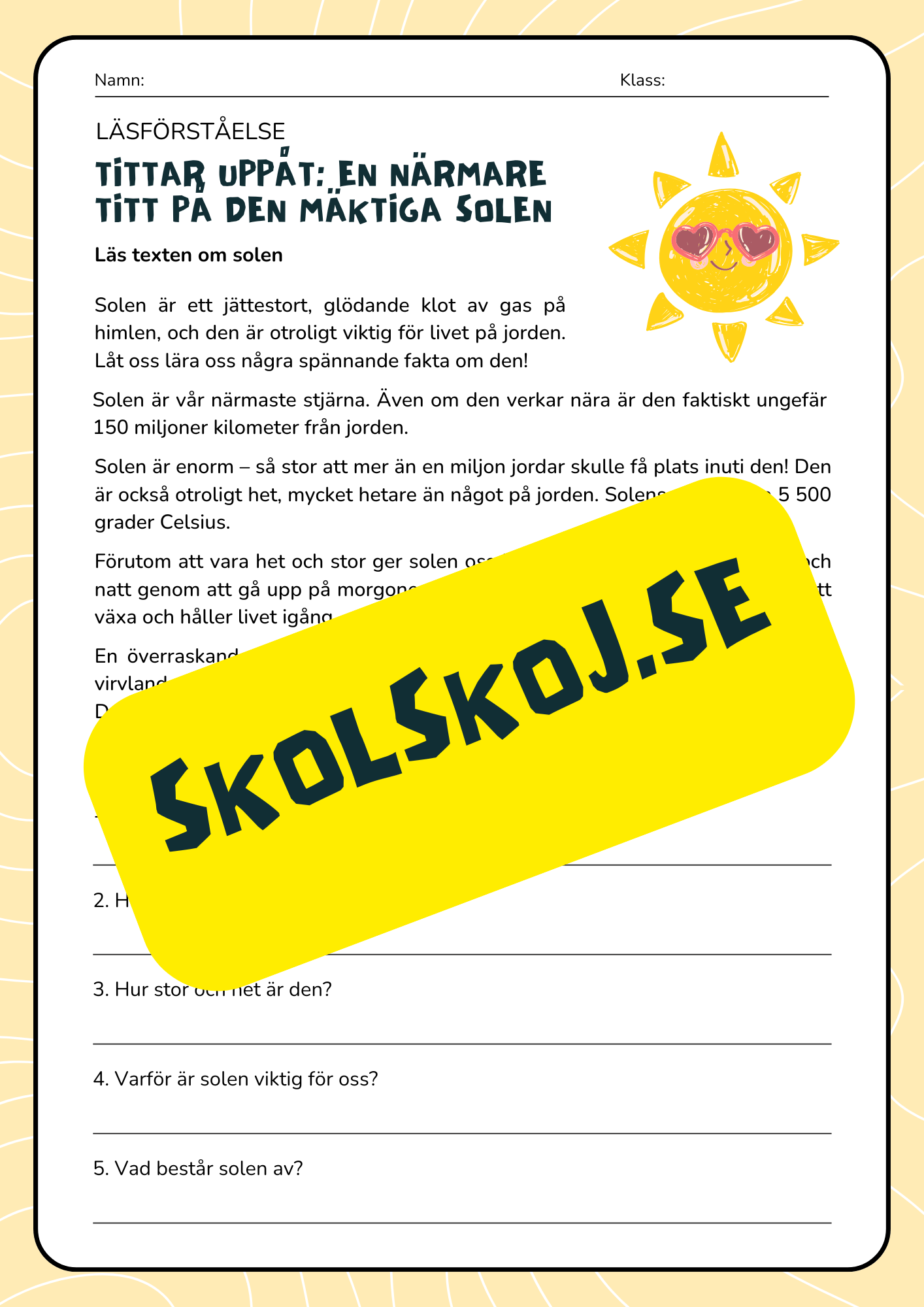 Vi lär oss om solen - Åk 3 - 6