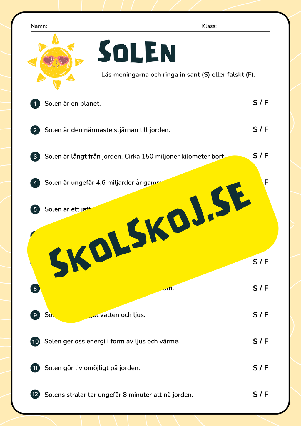 Vi lär oss om solen - Åk 3 - 6
