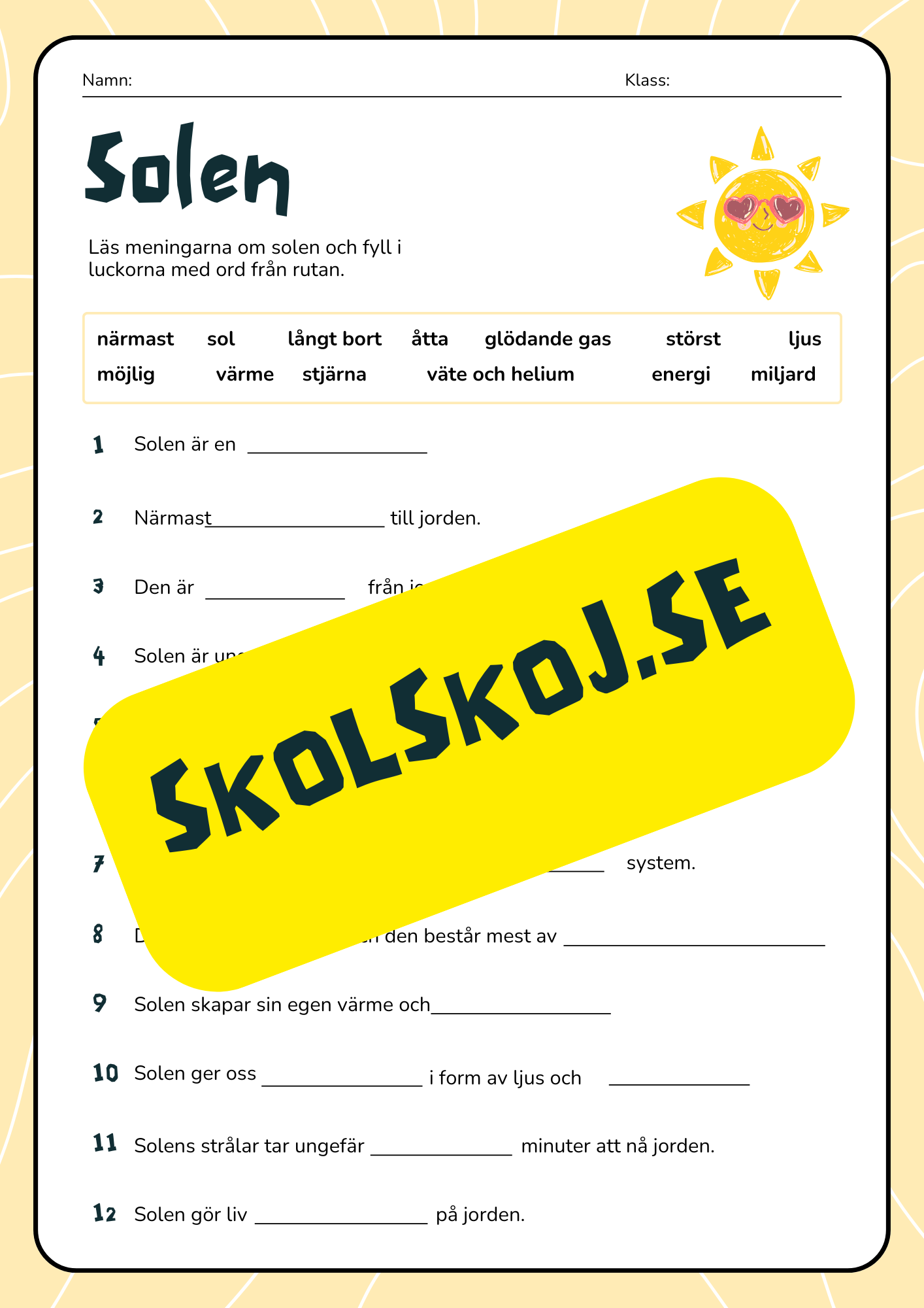 Vi lär oss om solen - Åk 3 - 6