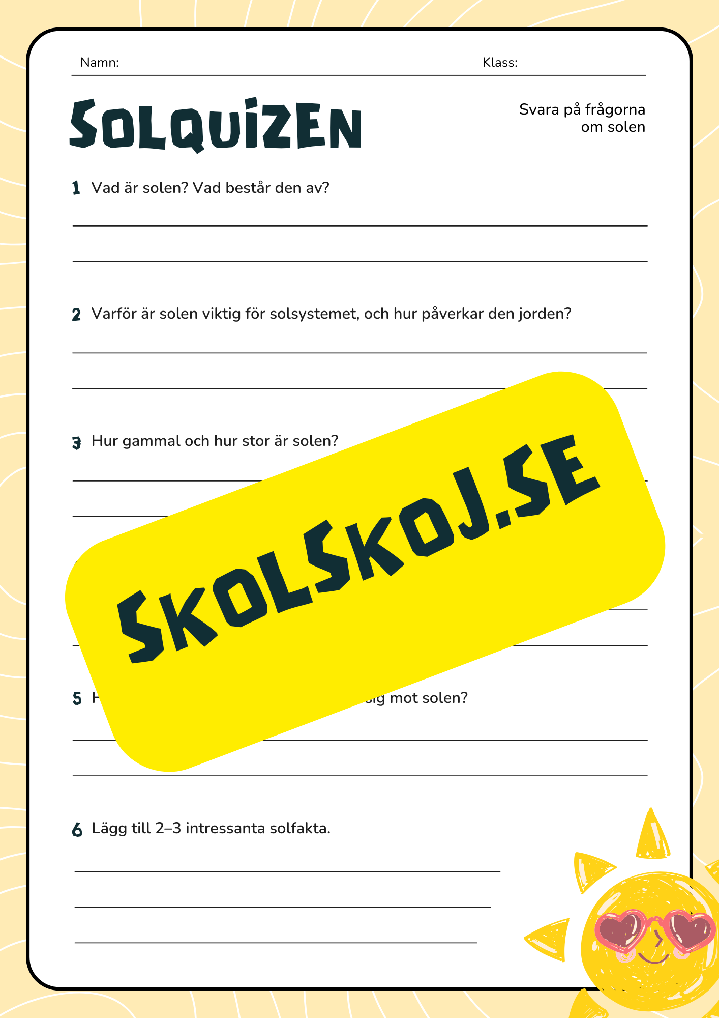 Vi lär oss om solen - Åk 3 - 6