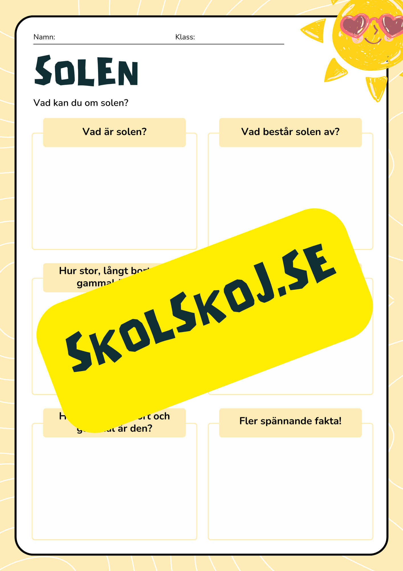 Vi lär oss om solen - Åk 3 - 6