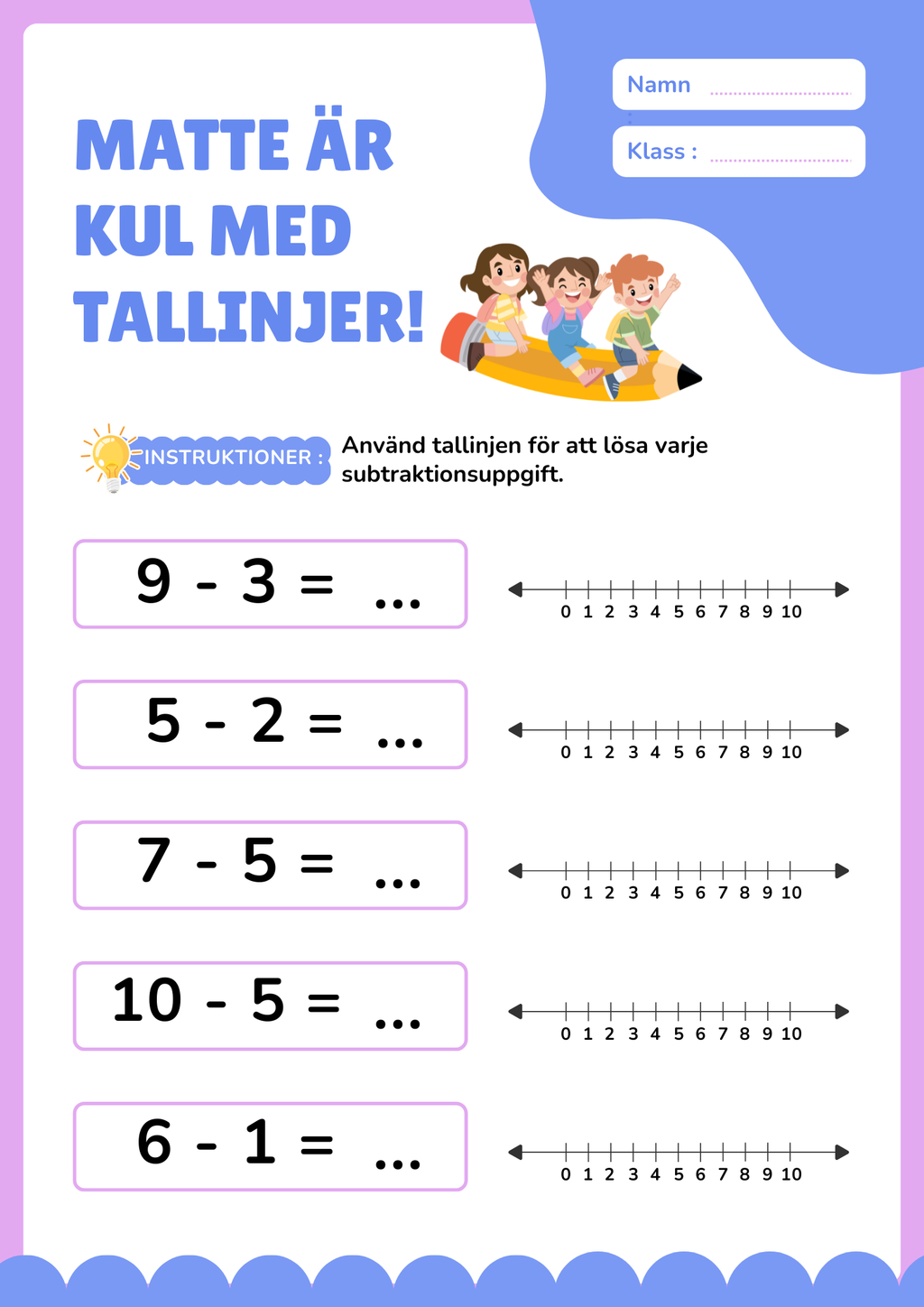 Matte är kul med tallinjer - Addition och subtraktion