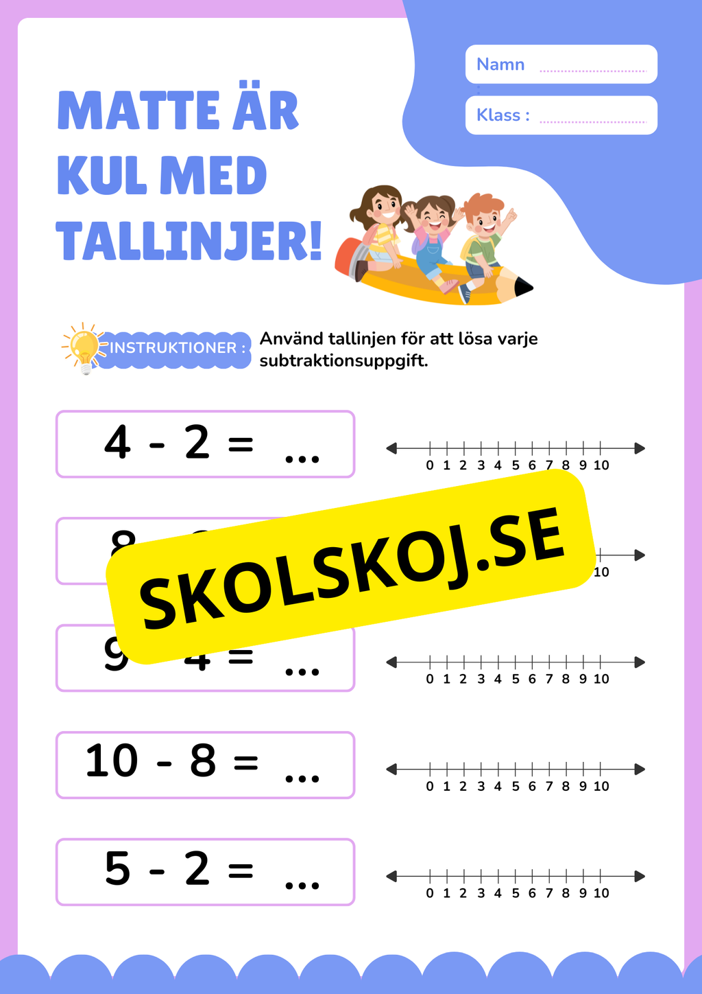 Matte är kul med tallinjer - Addition och subtraktion