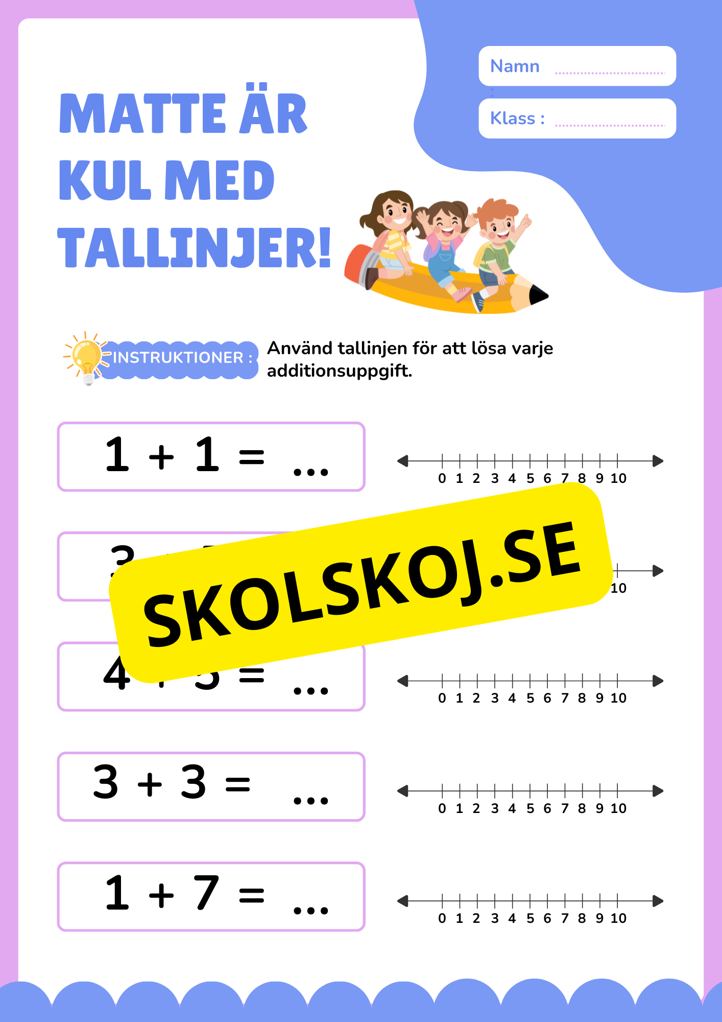 Matte är kul med tallinjer - Addition och subtraktion