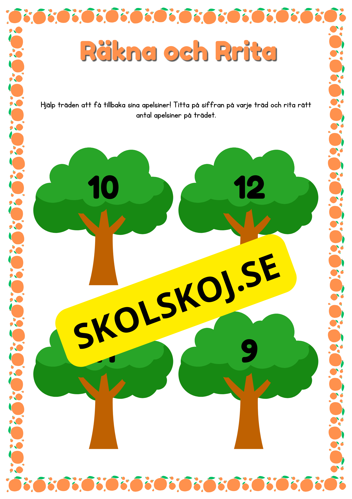Räkna och rita - Apelsiner