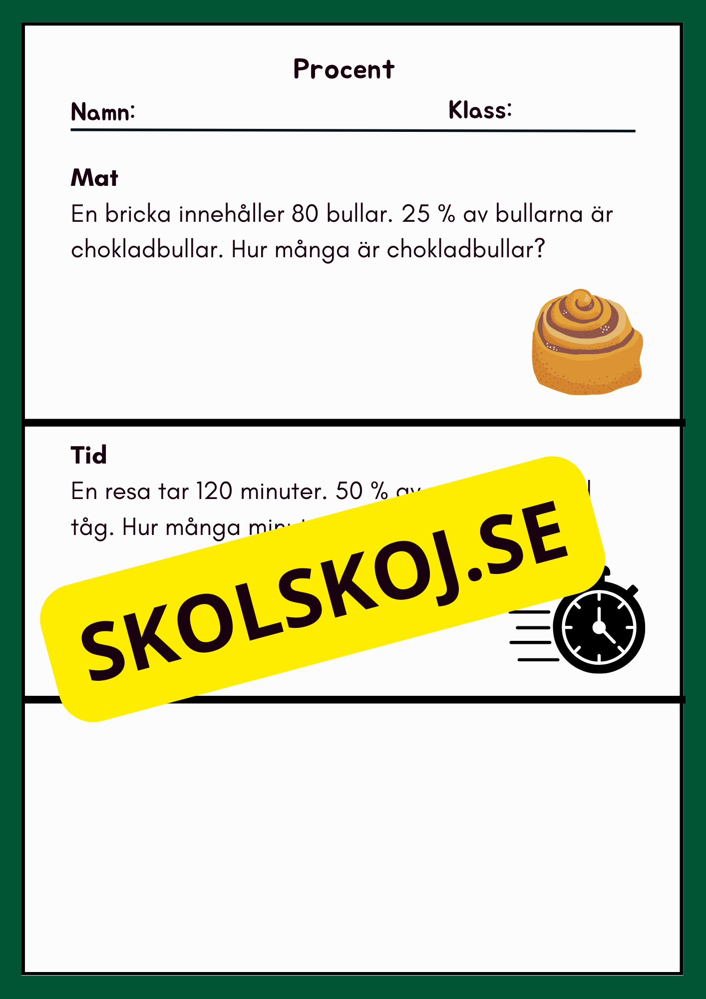 Procent och bråk - Häfte - Övningsuppgifter