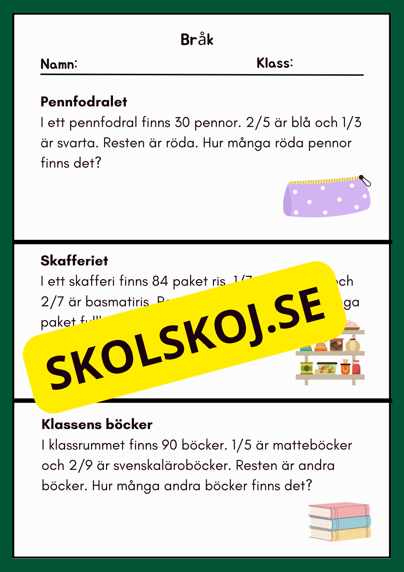 Procent och bråk - Häfte - Övningsuppgifter