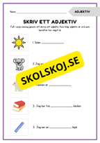 Skriv ett adjektiv
