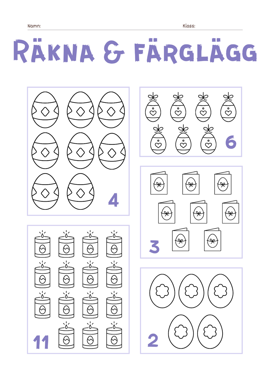 Räkna och färglägg