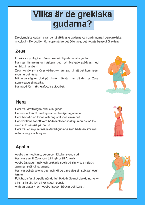 De grekiska gudarna - Häfte