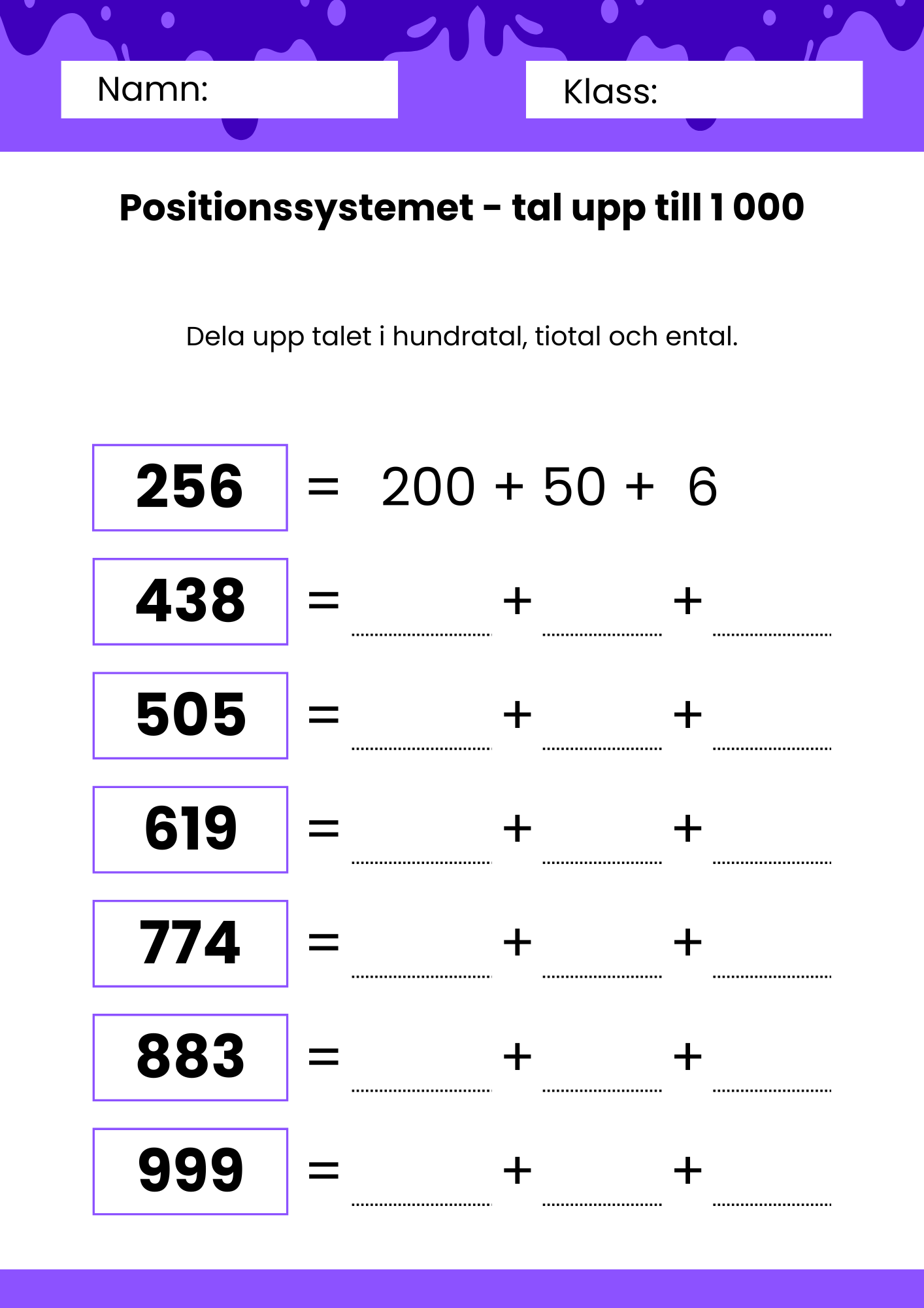 Positionssystemet - Tal upp till 1 000