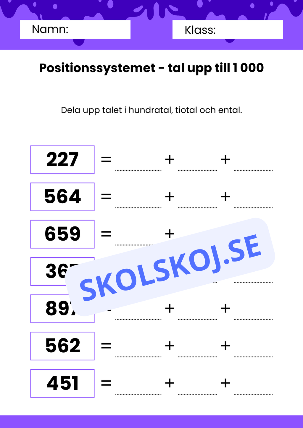 Positionssystemet - Tal upp till 1 000