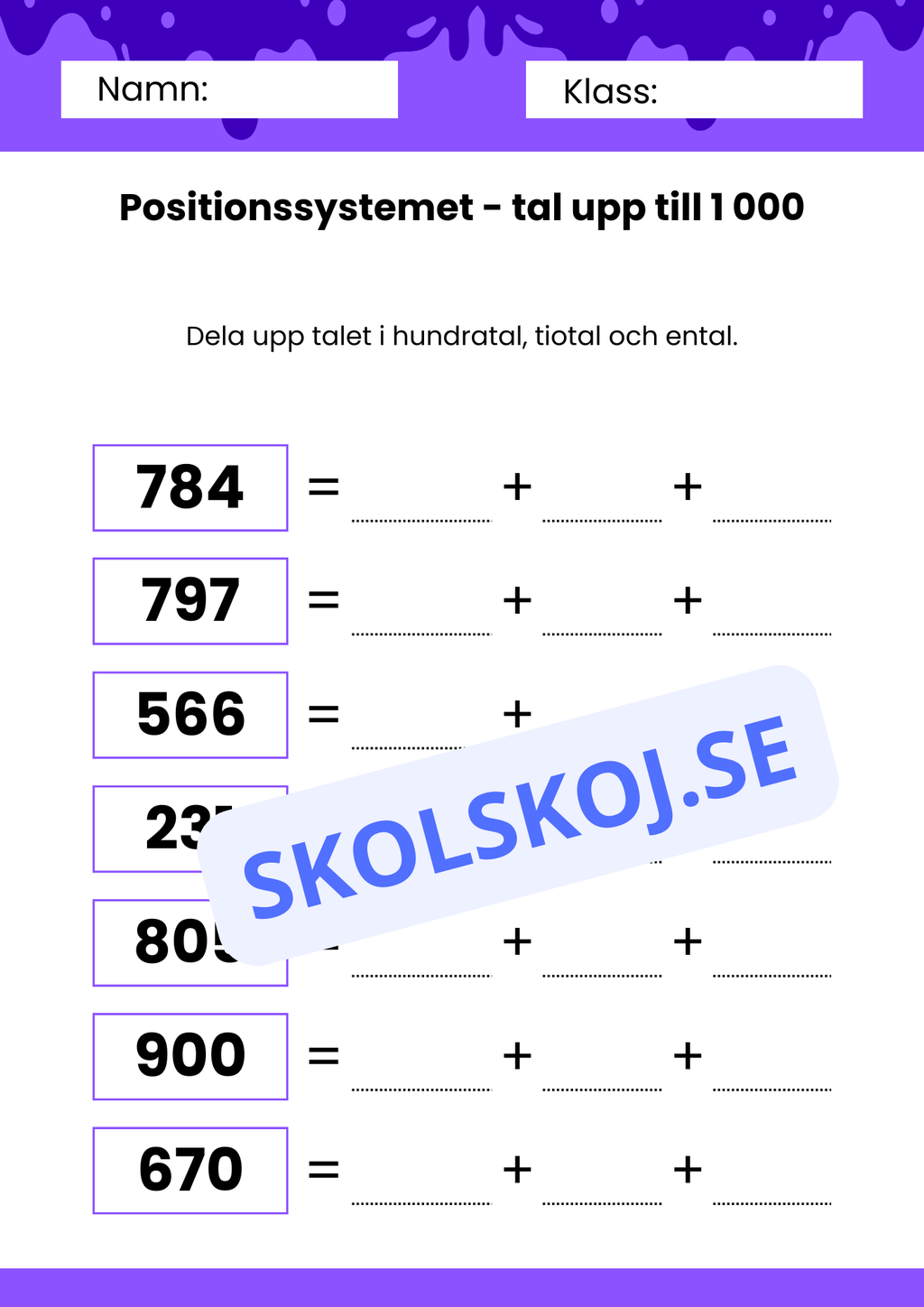 Positionssystemet - Tal upp till 1 000