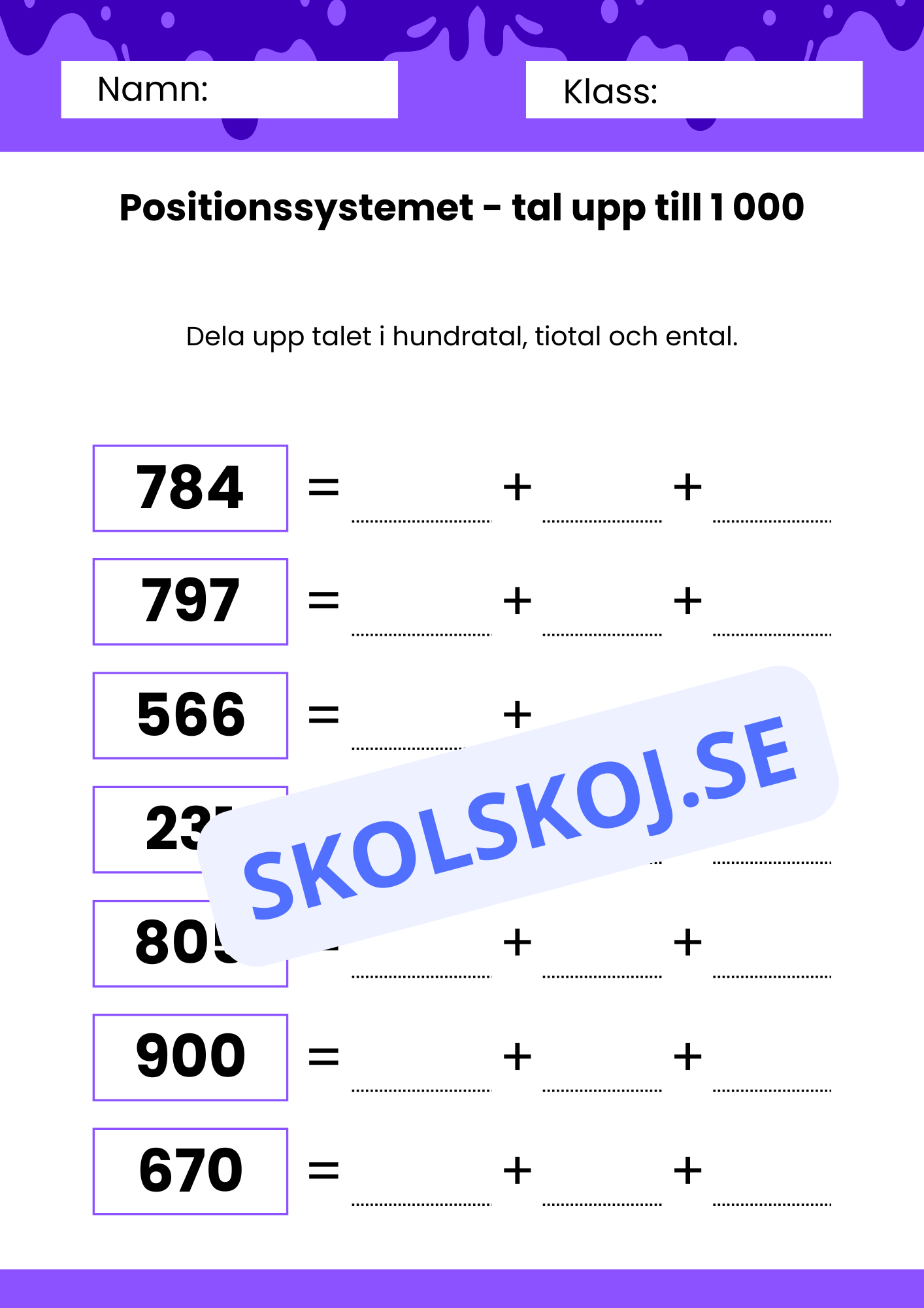 Positionssystemet - Tal upp till 1 000