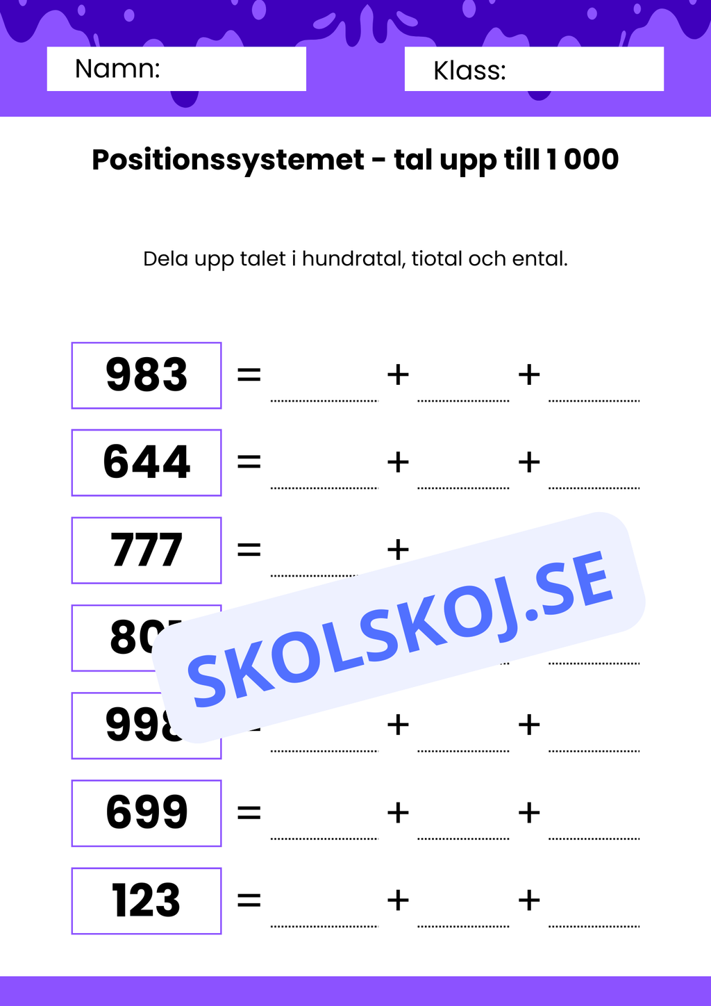 Positionssystemet - Tal upp till 1 000