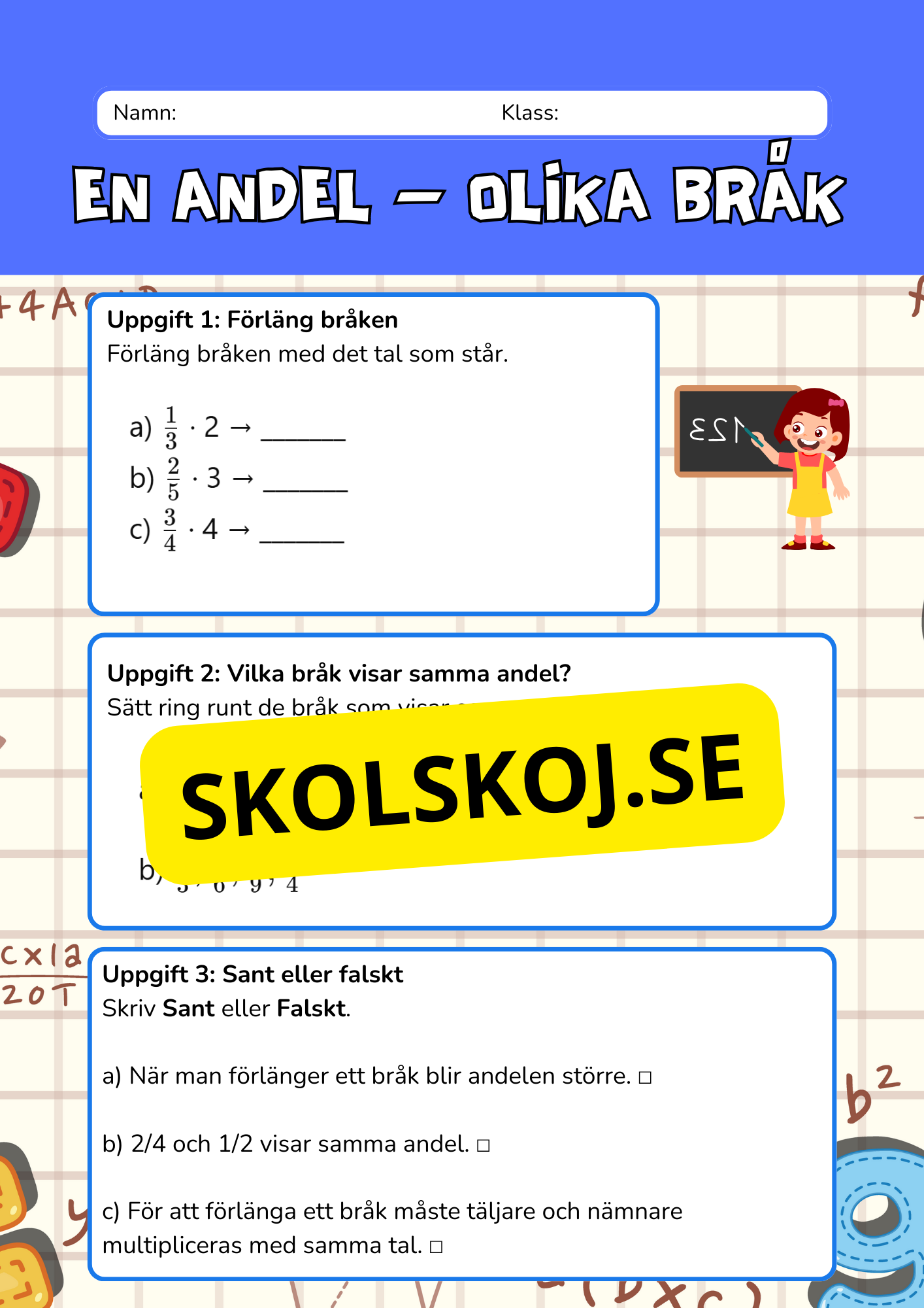 En andel - Olika bråk - Årskurs 4 - 6