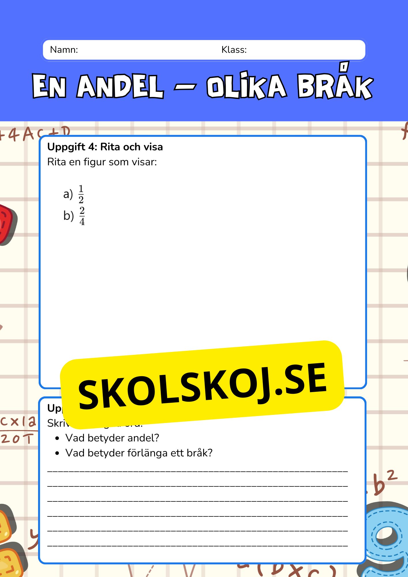 En andel - Olika bråk - Årskurs 4 - 6