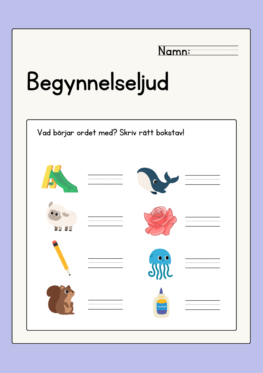 Begynnelseljud - Häfte