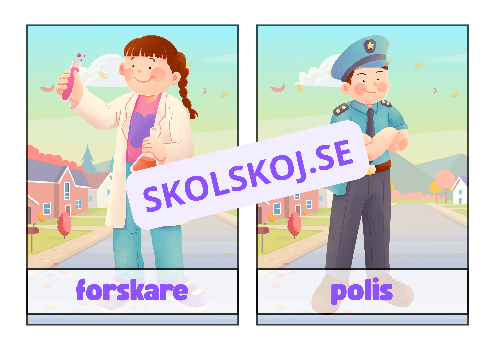 Flashkort - A5 storlek - Yrken