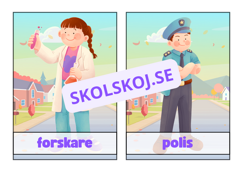 Flashkort - A5 storlek - Yrken