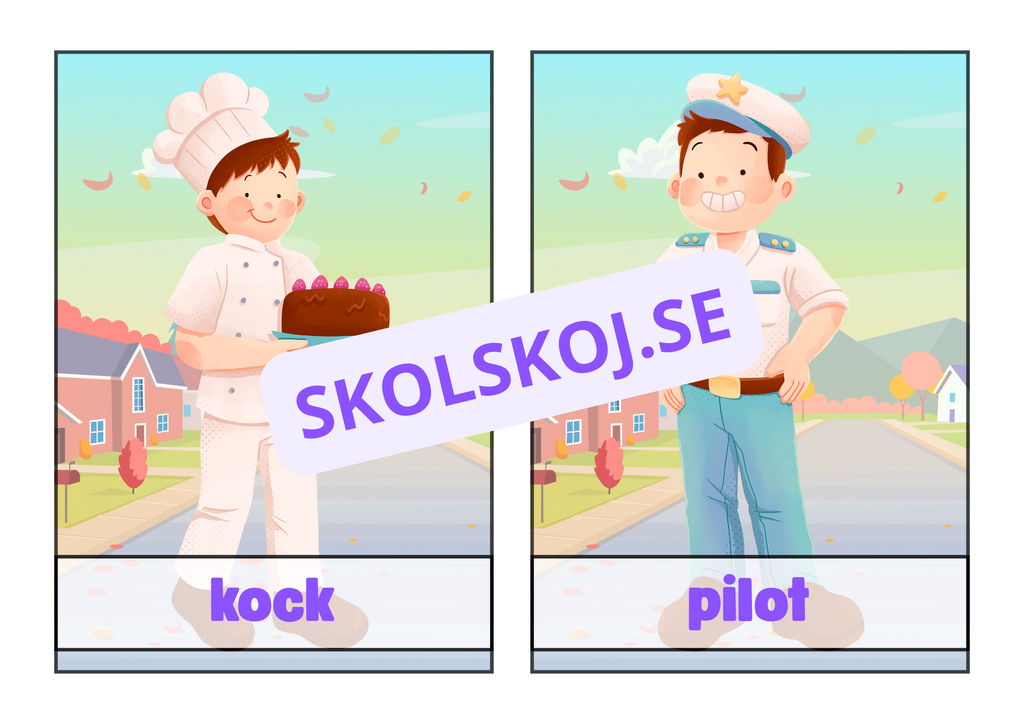 Flashkort - A5 storlek - Yrken