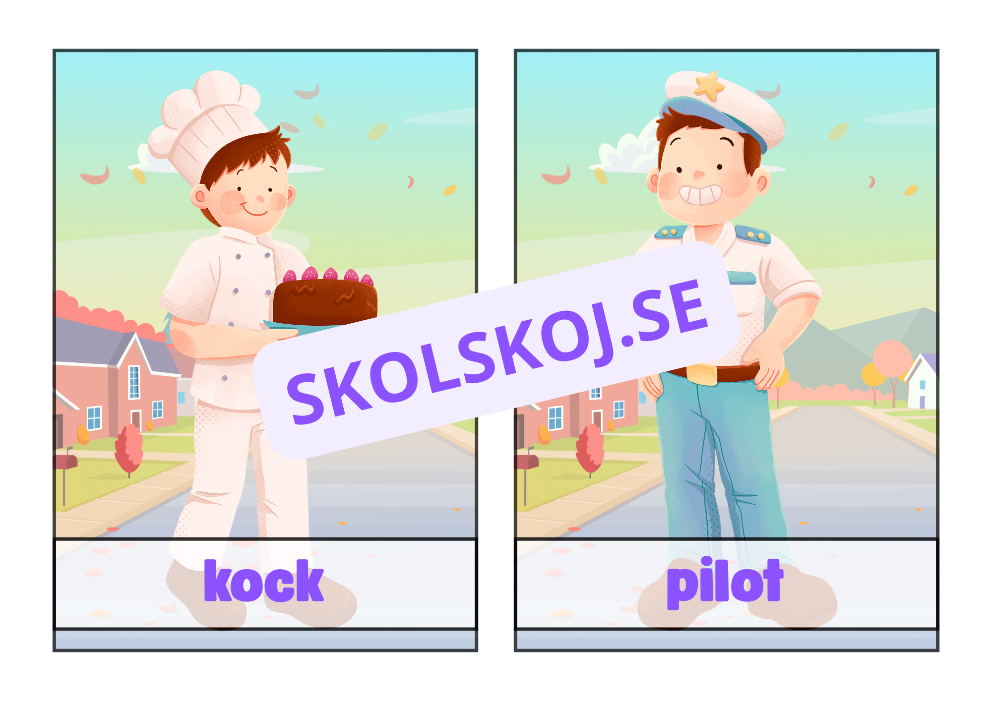 Flashkort - A5 storlek - Yrken