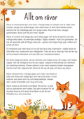 Allt om rävar - Läsförståelse