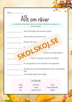 Allt om rävar - Läsförståelse