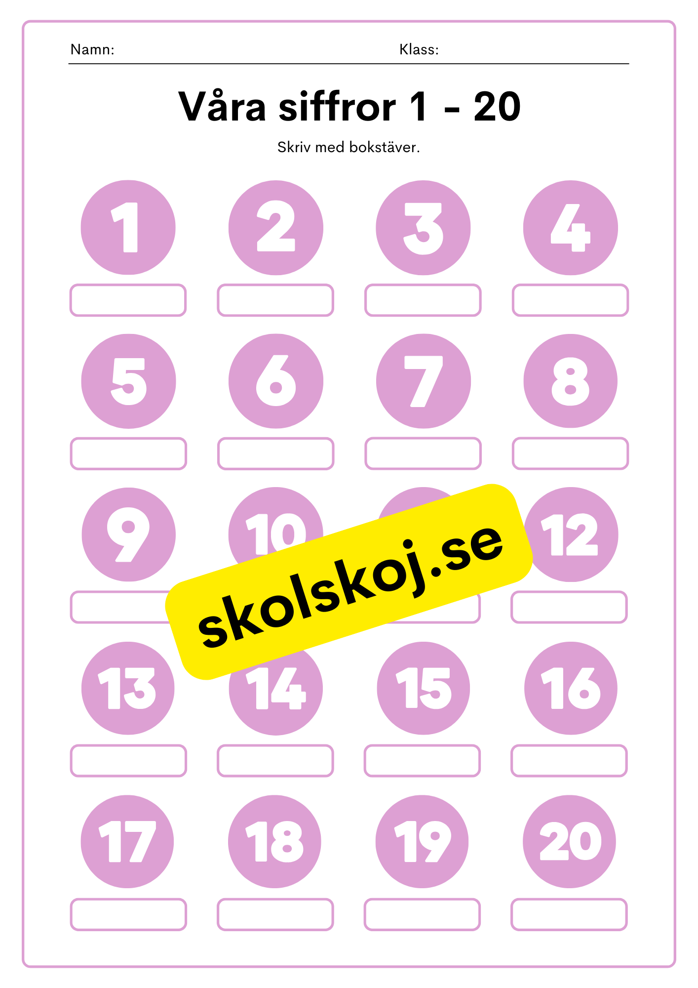 Våra siffror - Skriv med bokstäver