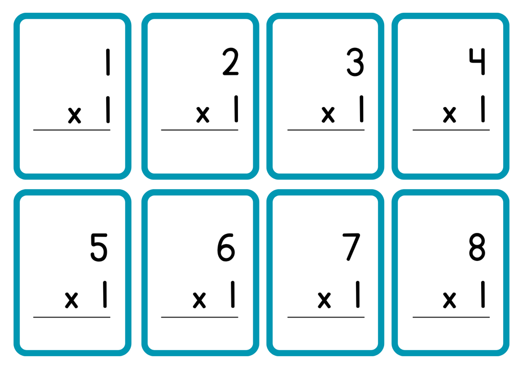 Multiplikationskort 1 - 10 - A5 format