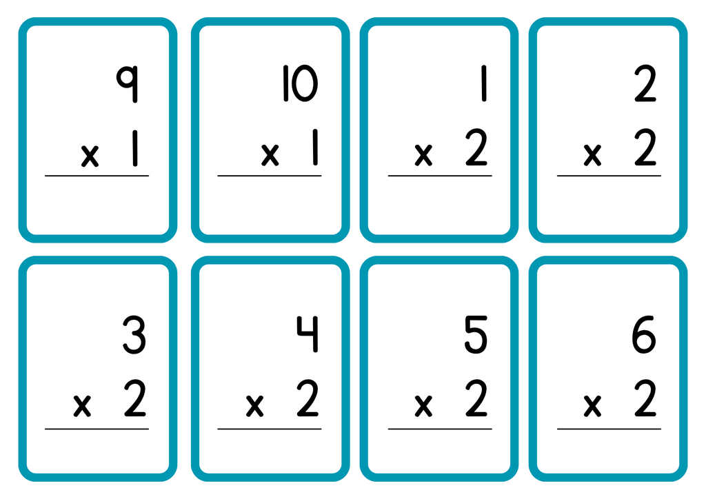 Multiplikationskort 1 - 10 - A5 format