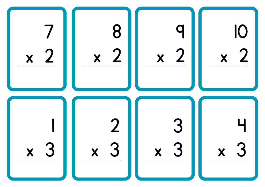 Multiplikationskort 1 - 10 - A5 format