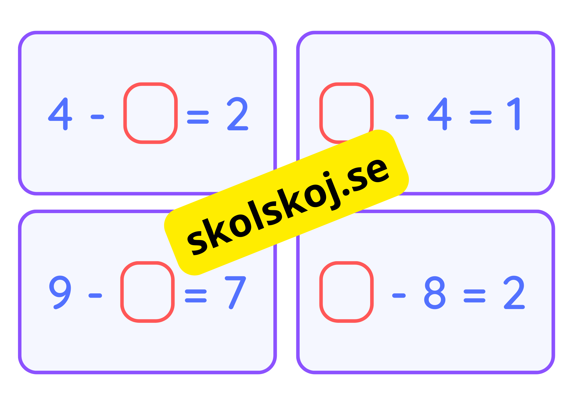 Addition och subtraktion - Flashkort - A5