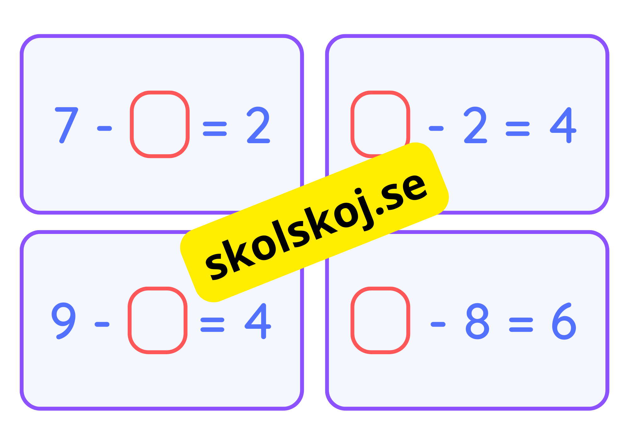 Addition och subtraktion - Flashkort - A5