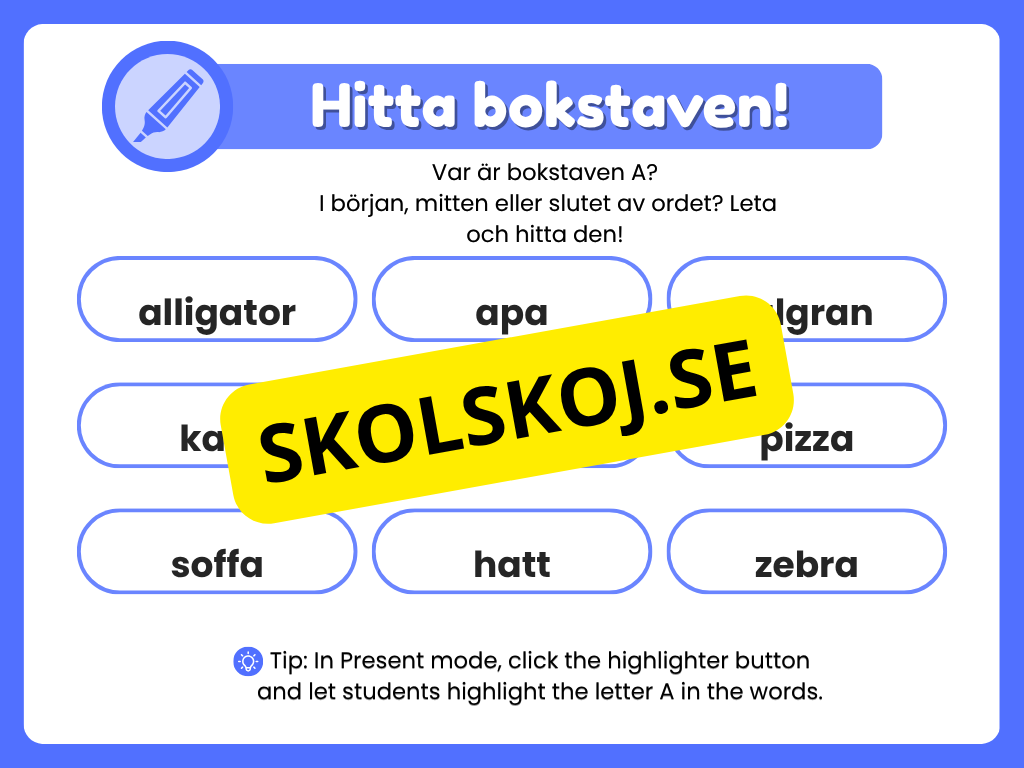Veckans bokstav - Bokstaven A