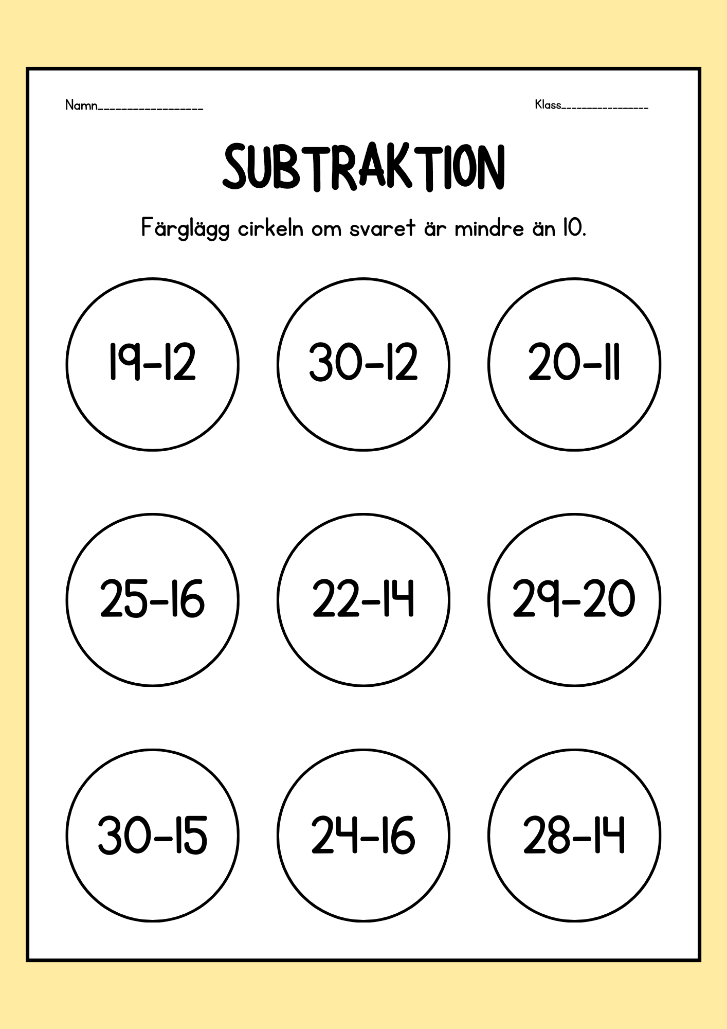 Subtraktion - Häfte